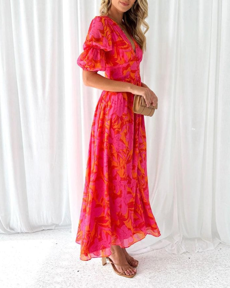 Derana | Rozen maxi jurk