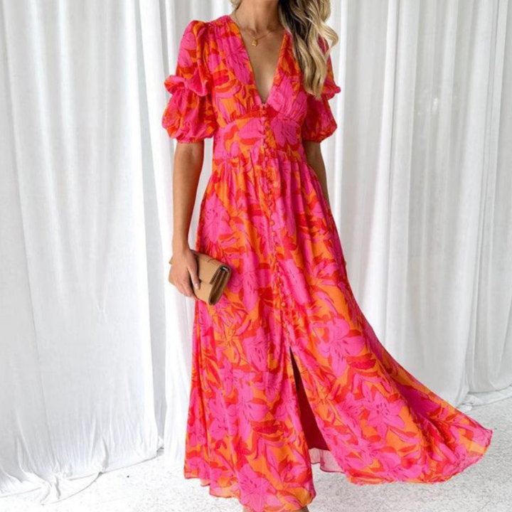 Derana | Rozen maxi jurk