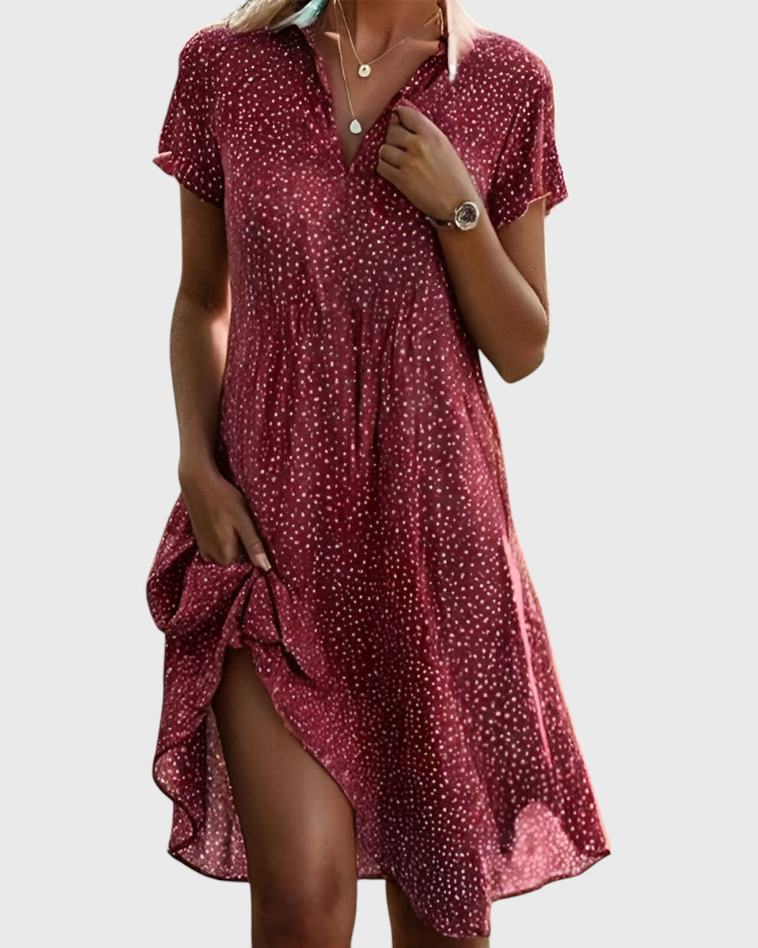 Jemma | Stijlvolle Polka Dot Midi Jurk